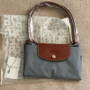 Longchamp Large Blue and Brown Shoulder Bag